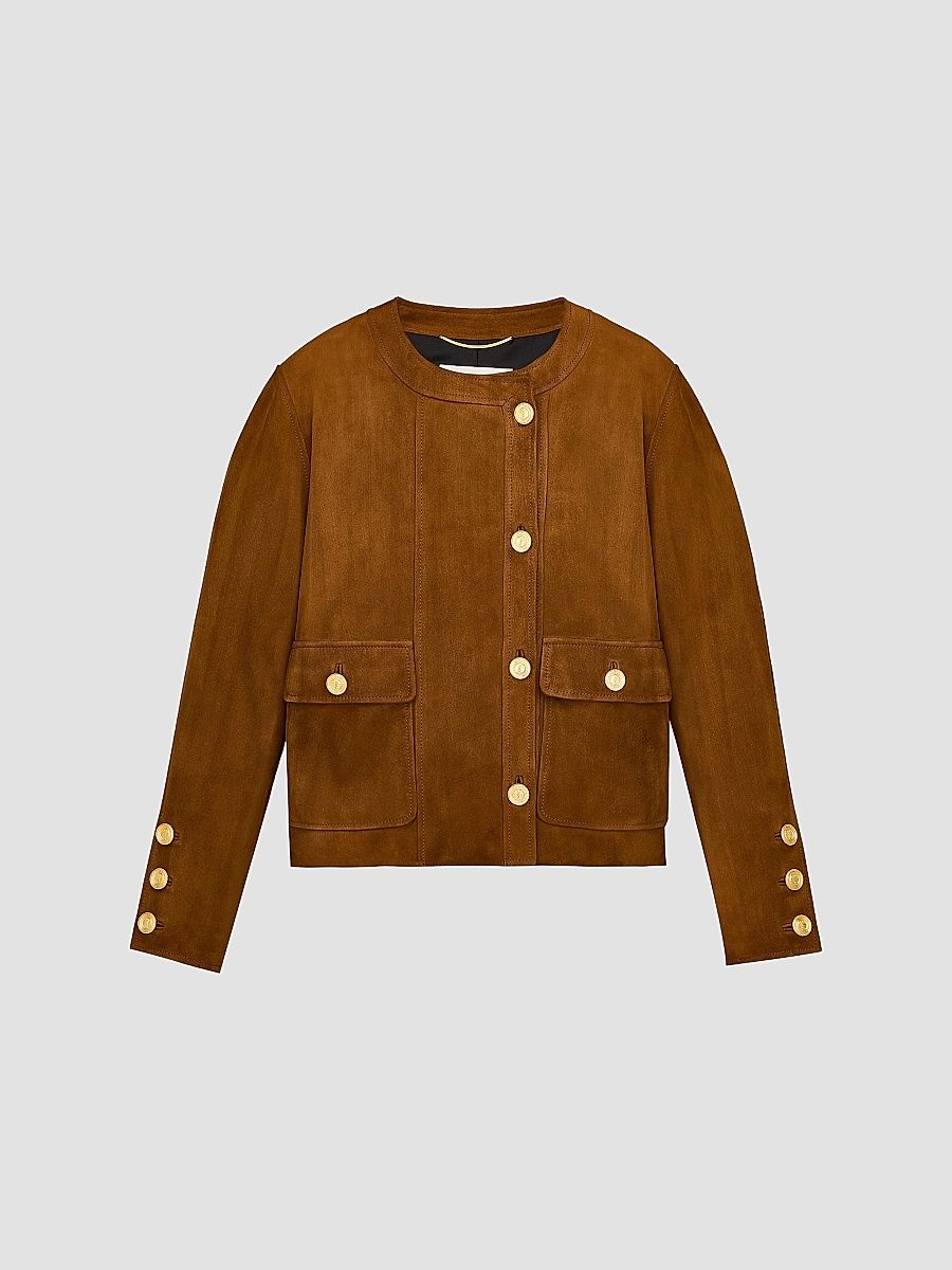 Saint Laurent Women's Short Jacket in Suede - Rhum Ambre - Size 4