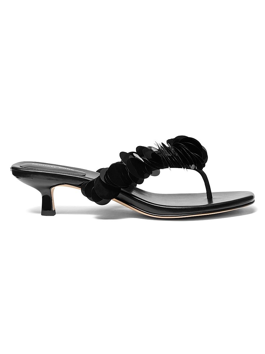 Women's Loretta 50MM Sequin Paillette Slip-On Sandals - Black - Size 11