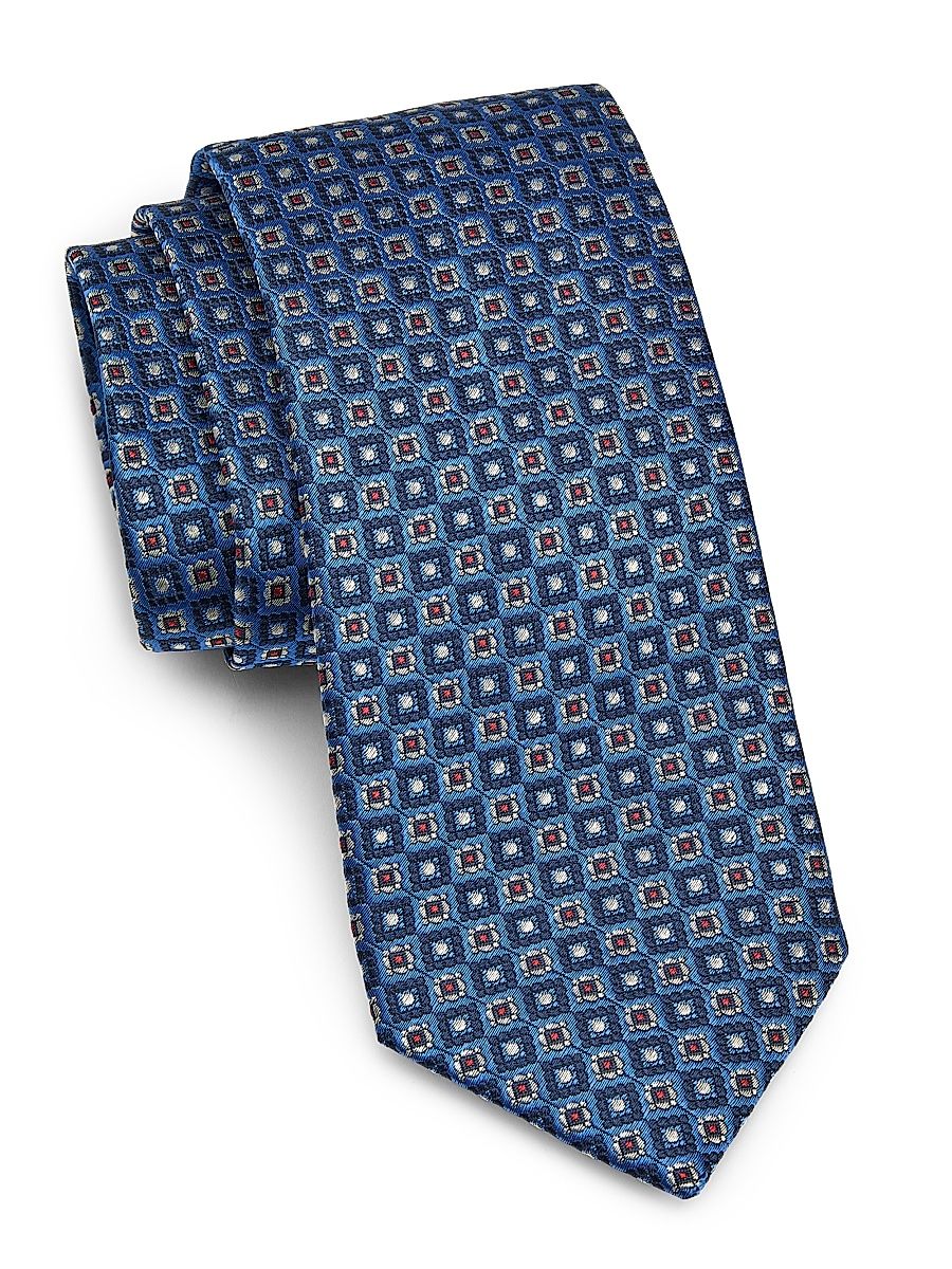 Men's Medallion Silk Tie - Blue