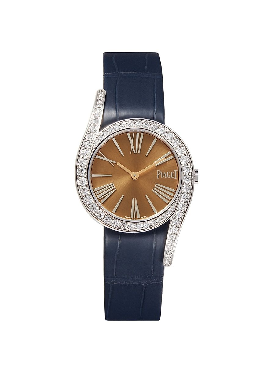 Women's Limelight Gala 18K White Gold, 1.66 TCW Diamond & Alligator Leather Strap Watch/32MM - Blue