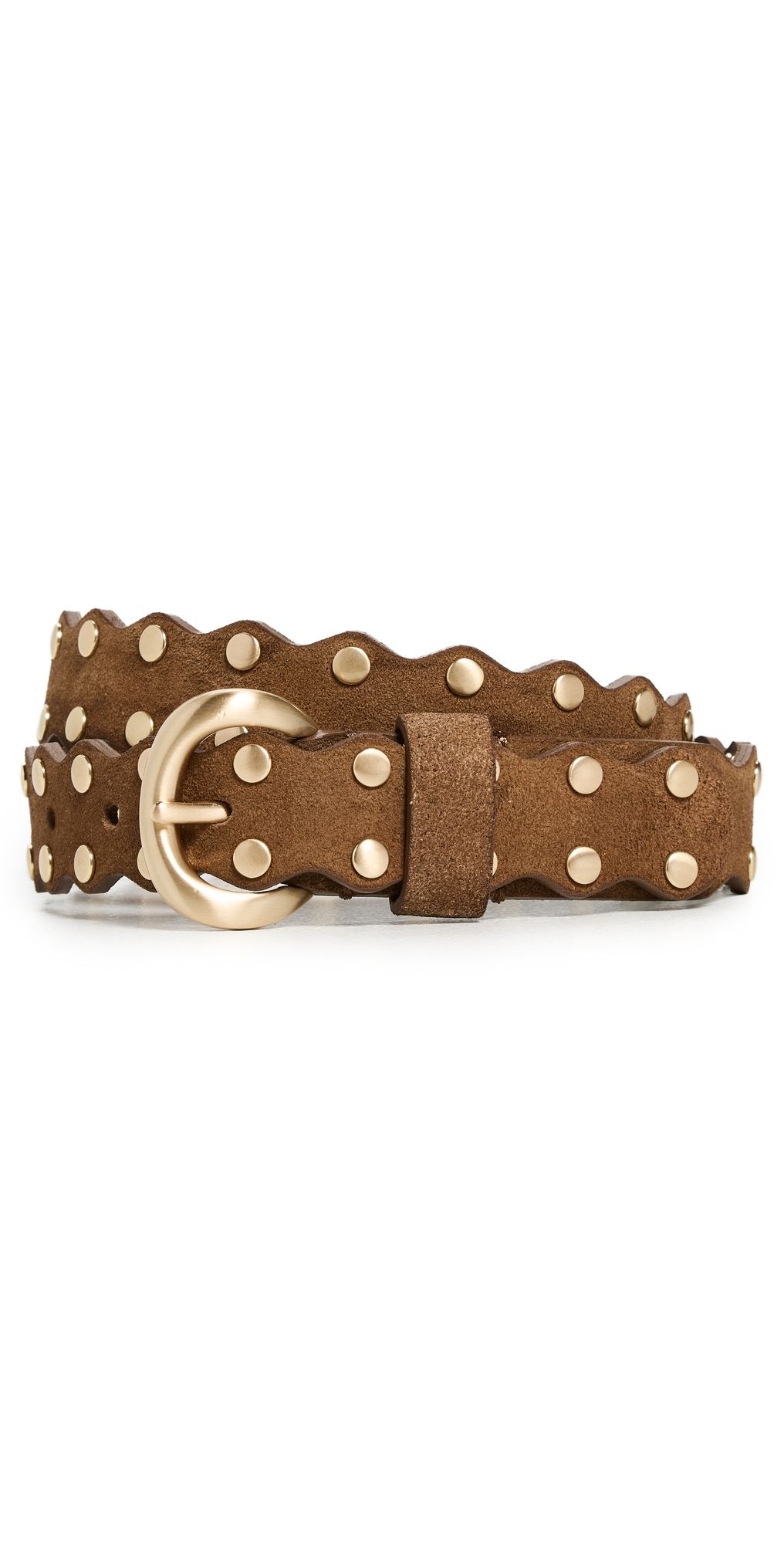 Madewell Studded Scalloped Belt In Suede Dried Acorn Suede M