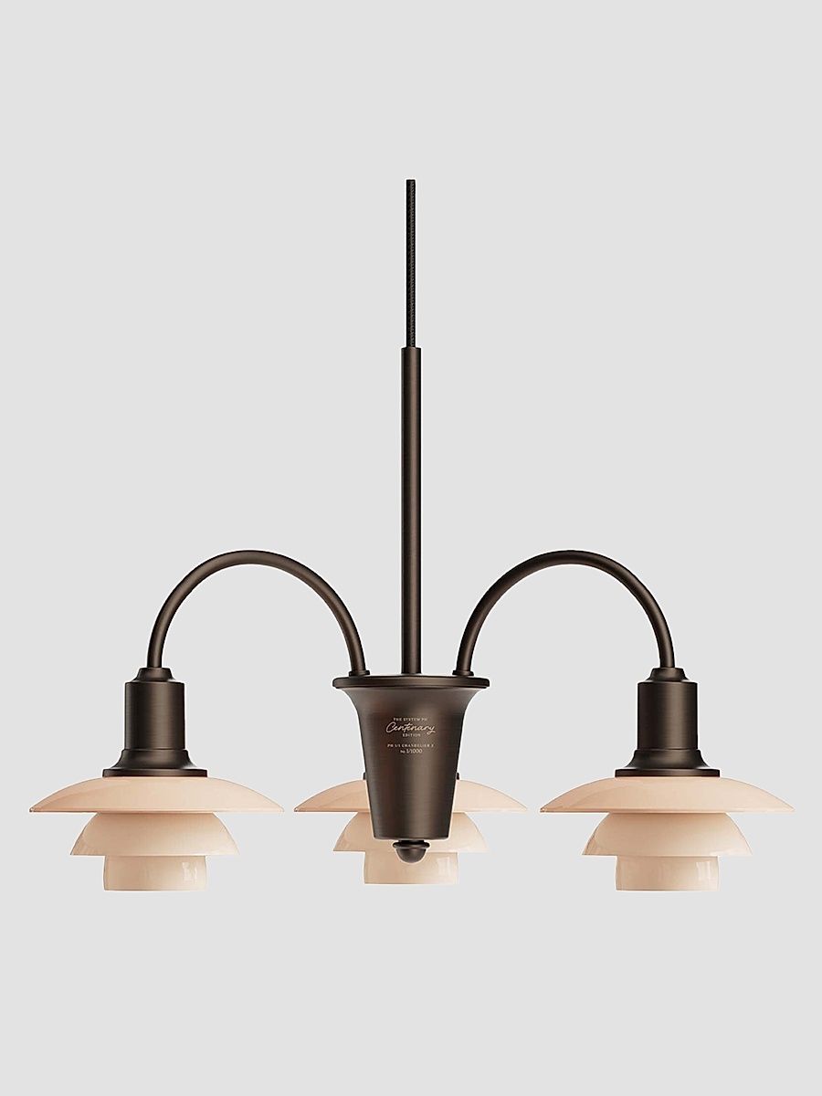 Ph 1/1 Aged Brass 3-Light Chandelier - Brass Dusty Terracotta