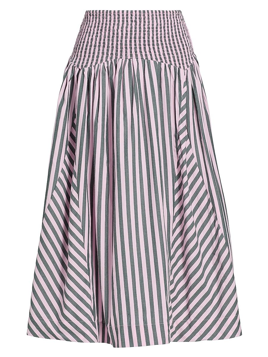 Women's Layla Striped Cotton A-Line Midi-Skirt - Size 4