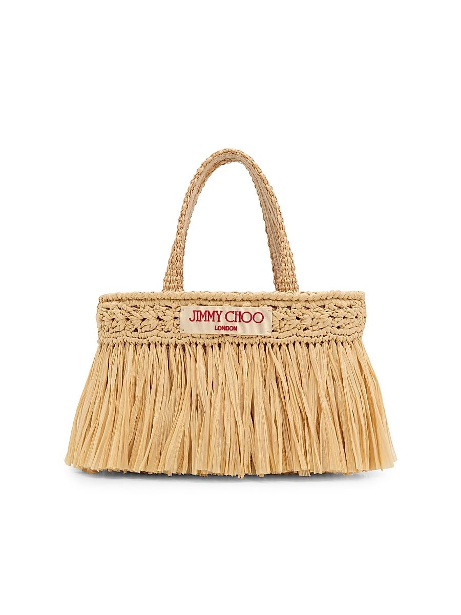 Women's Riviera Capsule Mini Fringed Raffia Beach Tote Bag - Natural
