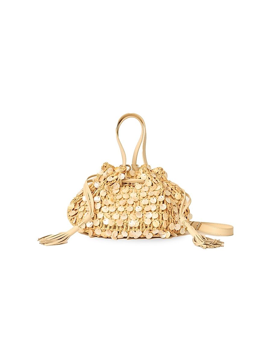 Women's Santiago Embellished Raffia Crossbody Bag - Natural