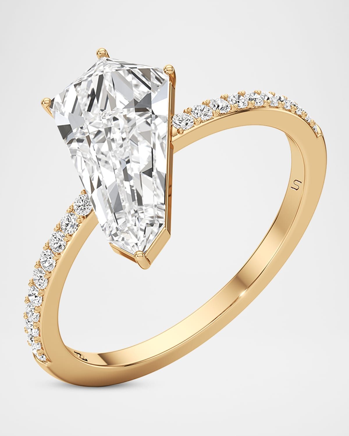 Phoenix Lab-Grown Diamond Solitaire Slant Ring in 18K Yellow Gold