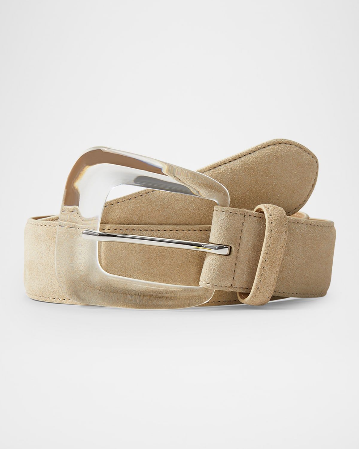 Arch Resin-Buckle Suede Belt