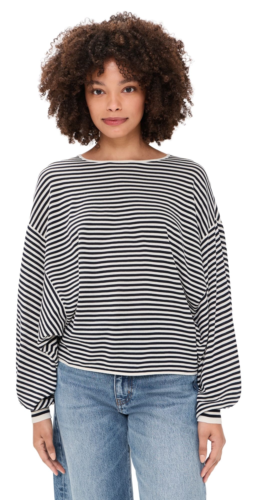 FRAME The Stripe Slouchy Sweater Cream Multi XL