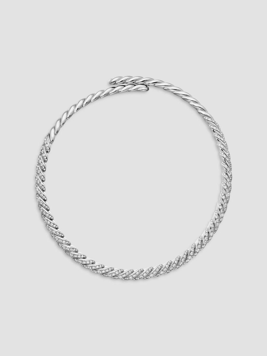 David Yurman Women's Pavéflex Necklace In 18K White Gold - White Gold - Size Medium