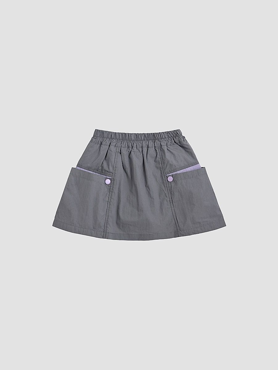 Little Girl's & Girl's Skirt with Pocket Trim - Gray Purple - Size 10