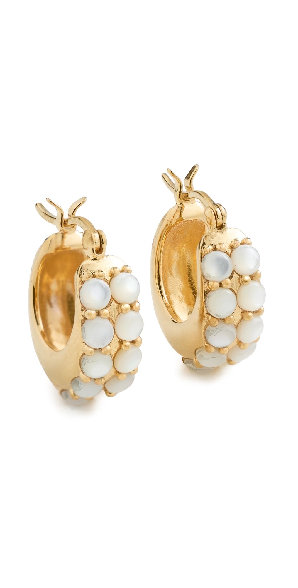Gwen Beloti Dome Hoops with Pearl Accents Gold One Size