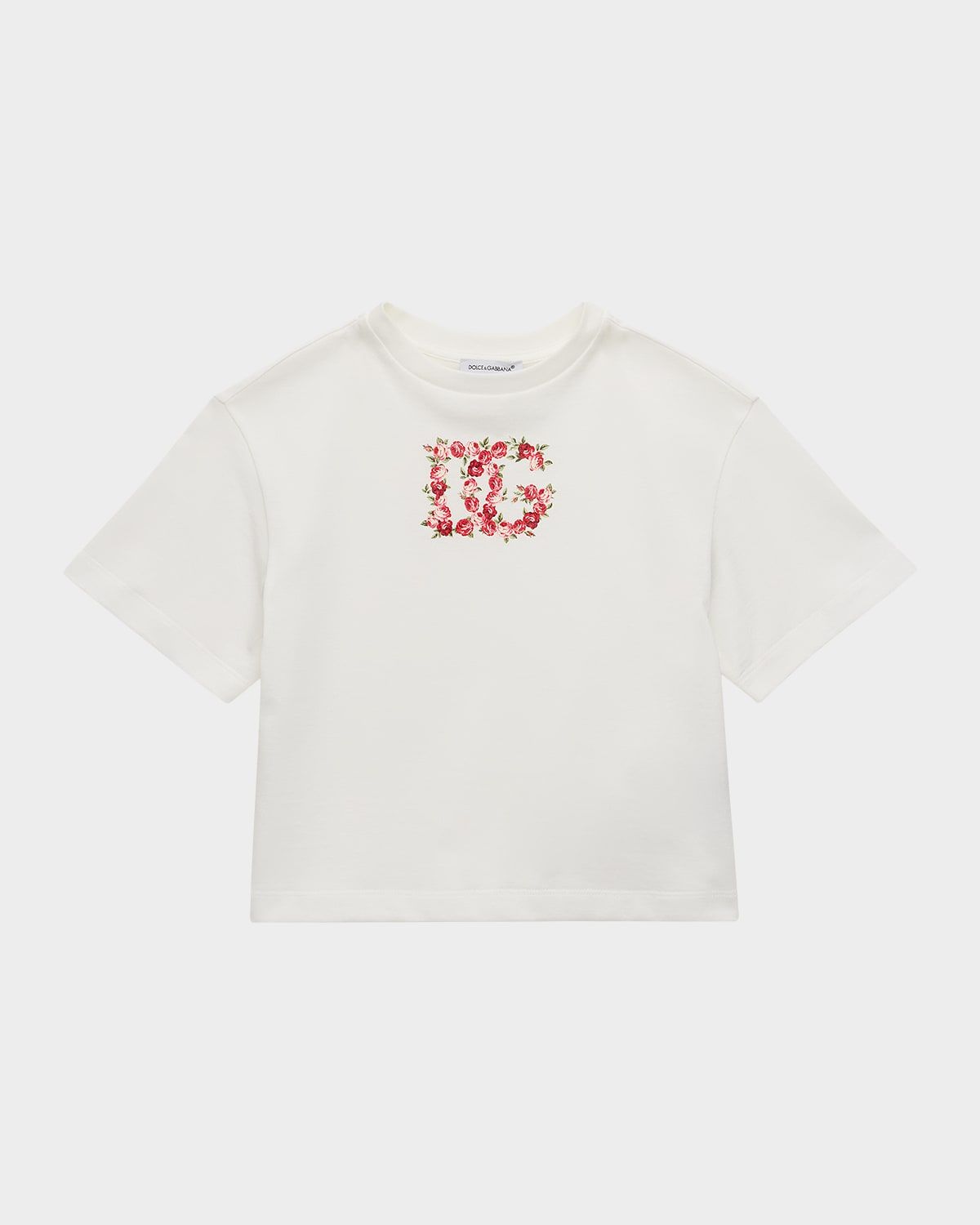 Girl & apos;s Floral DG Logo Jersey T-Shirt, Size 8-12