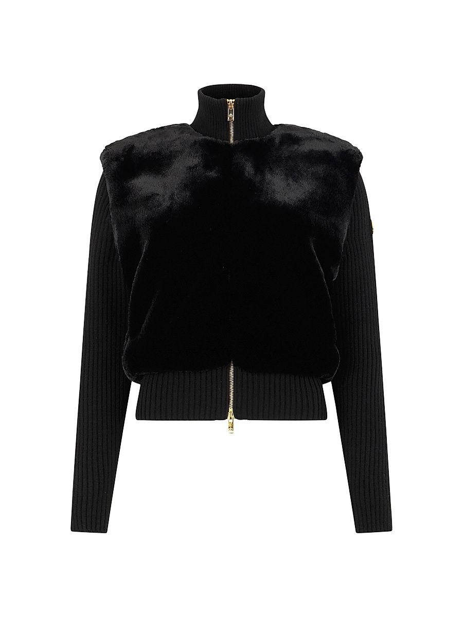 Women's Dua Bunny Faux Fur & Wool Sweater - Black - Size XL