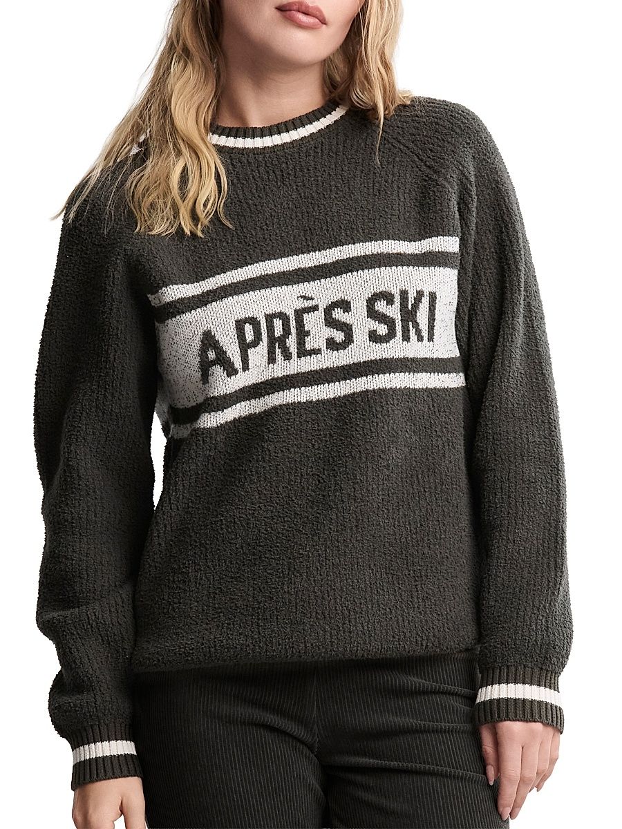 Women's CozyChic Printed Cotton-Blend Sweater - Dark Moss Cream - Size XL