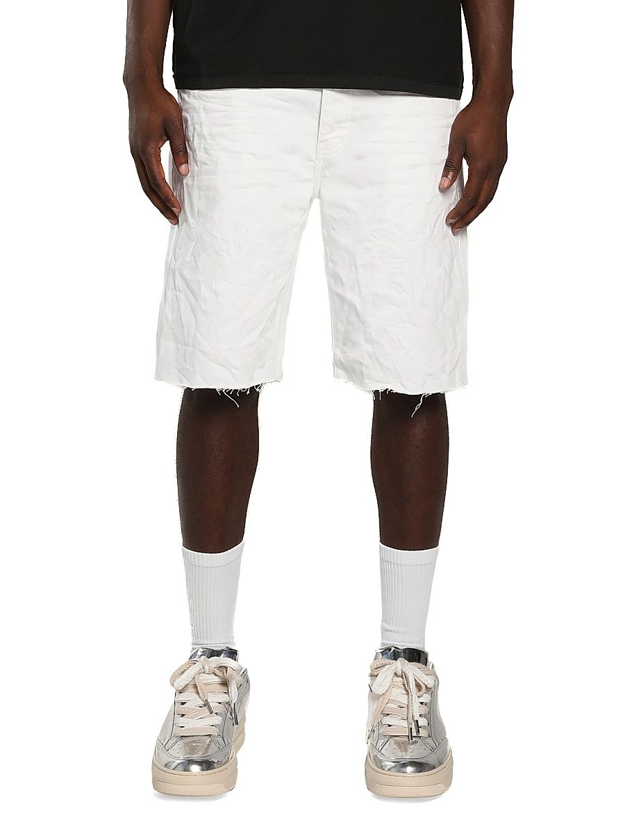 Men's Optic Cotton Raw-Edge Shorts - White - Size 40