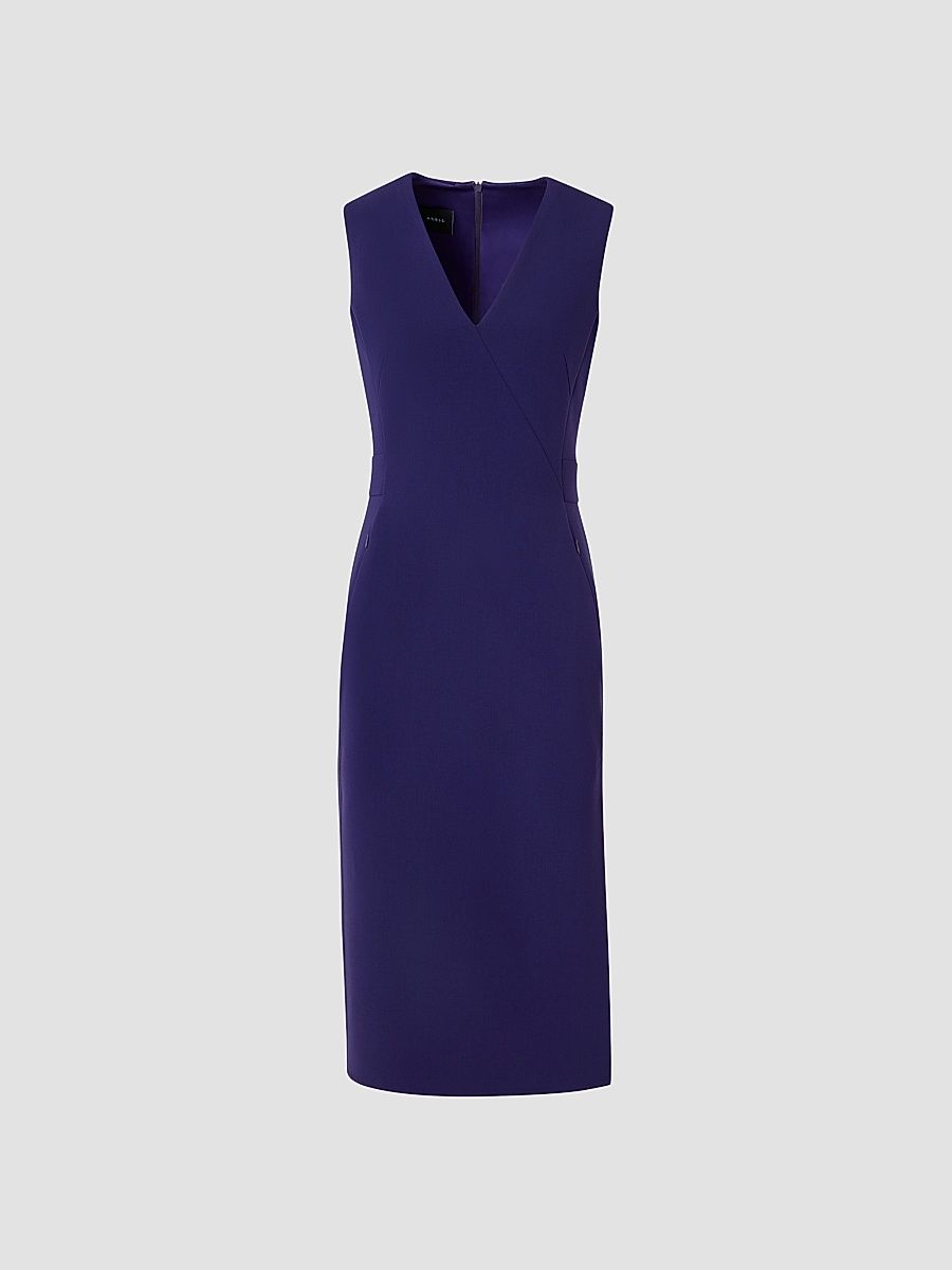 Women's Double-Faced Wool A-Line Knee-Length Dress - Dark Purple - Size 16