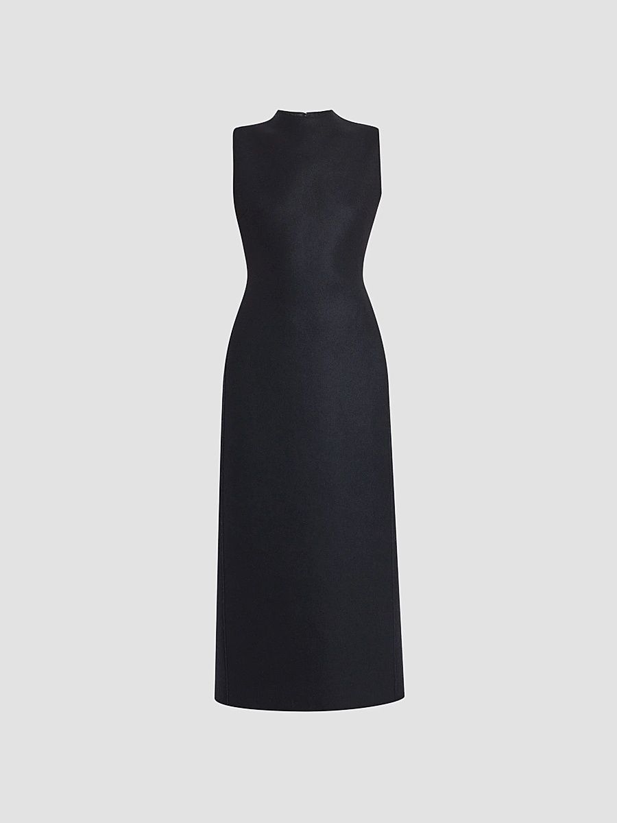 Women's Virgin Wool Midi Dress - Black - Size 6