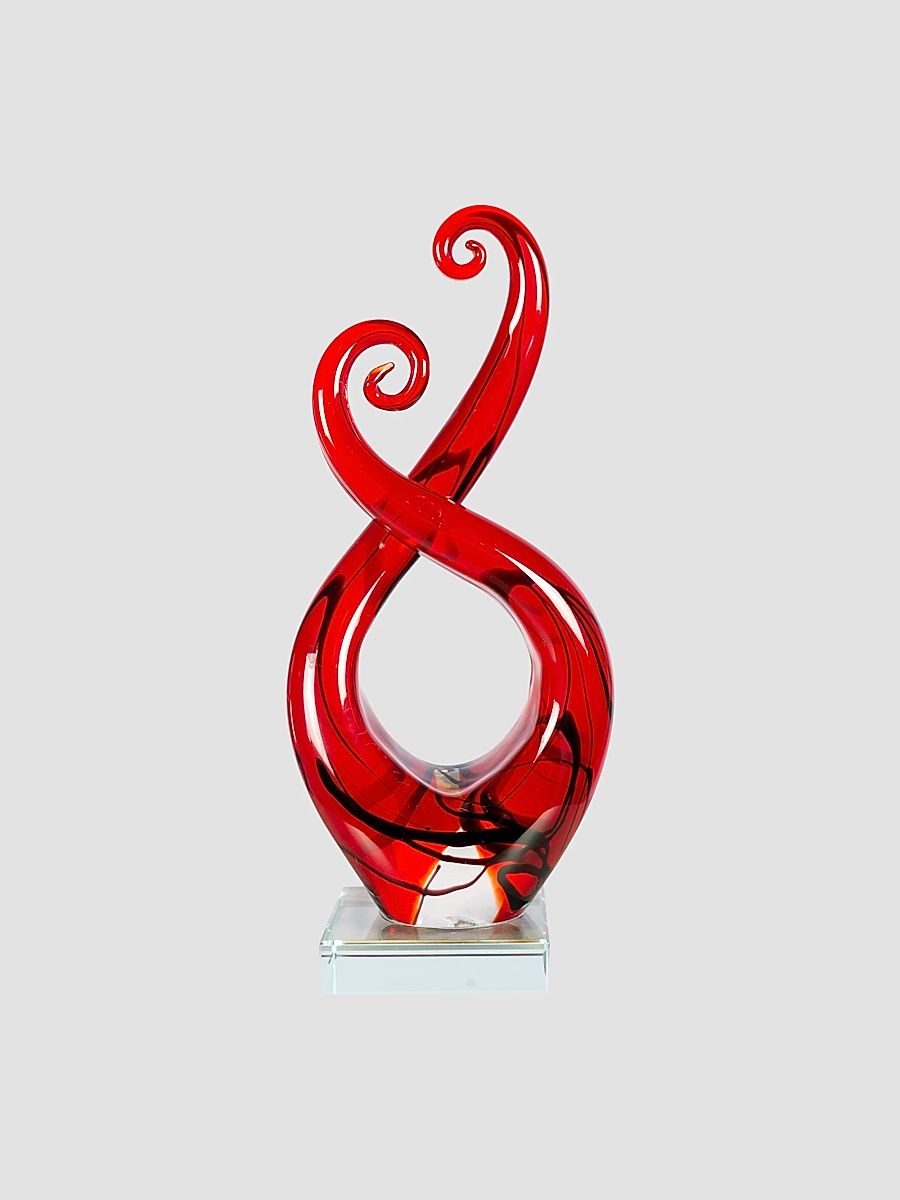 Crimson Infinity Glass Sculpture - Red