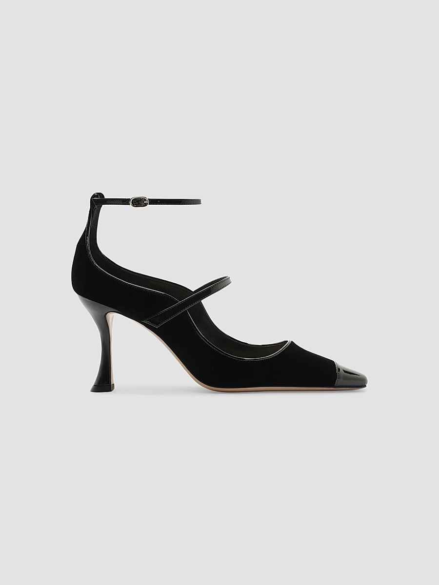Women's Tita Wave 85MM Velvet & Patent Leather Pumps - Black - Size 8