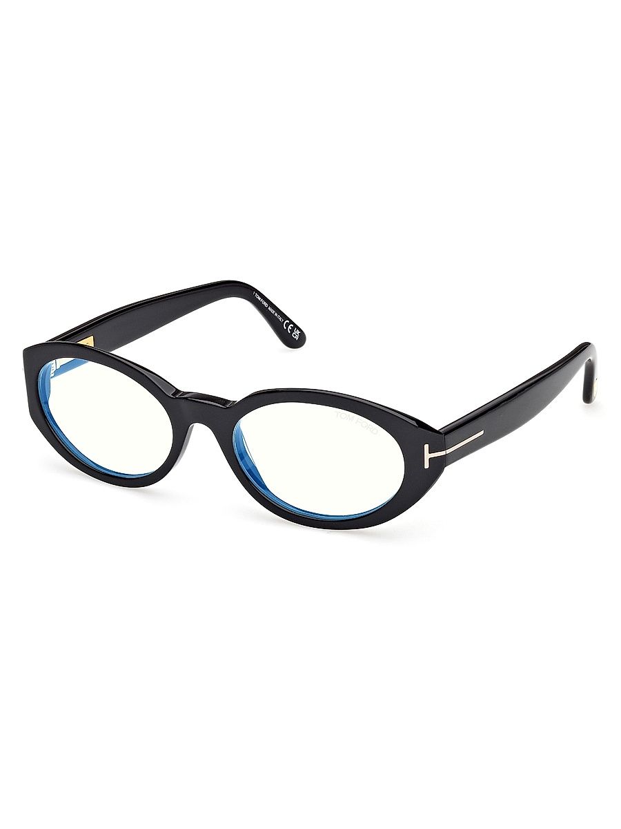 Women's 54MM Oval Optical Eyeglasses - Shiny Black
