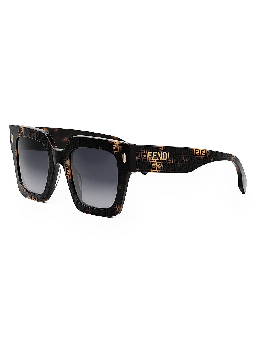 Women's Fendi Roma 50MM Square Sunglasses - Havana