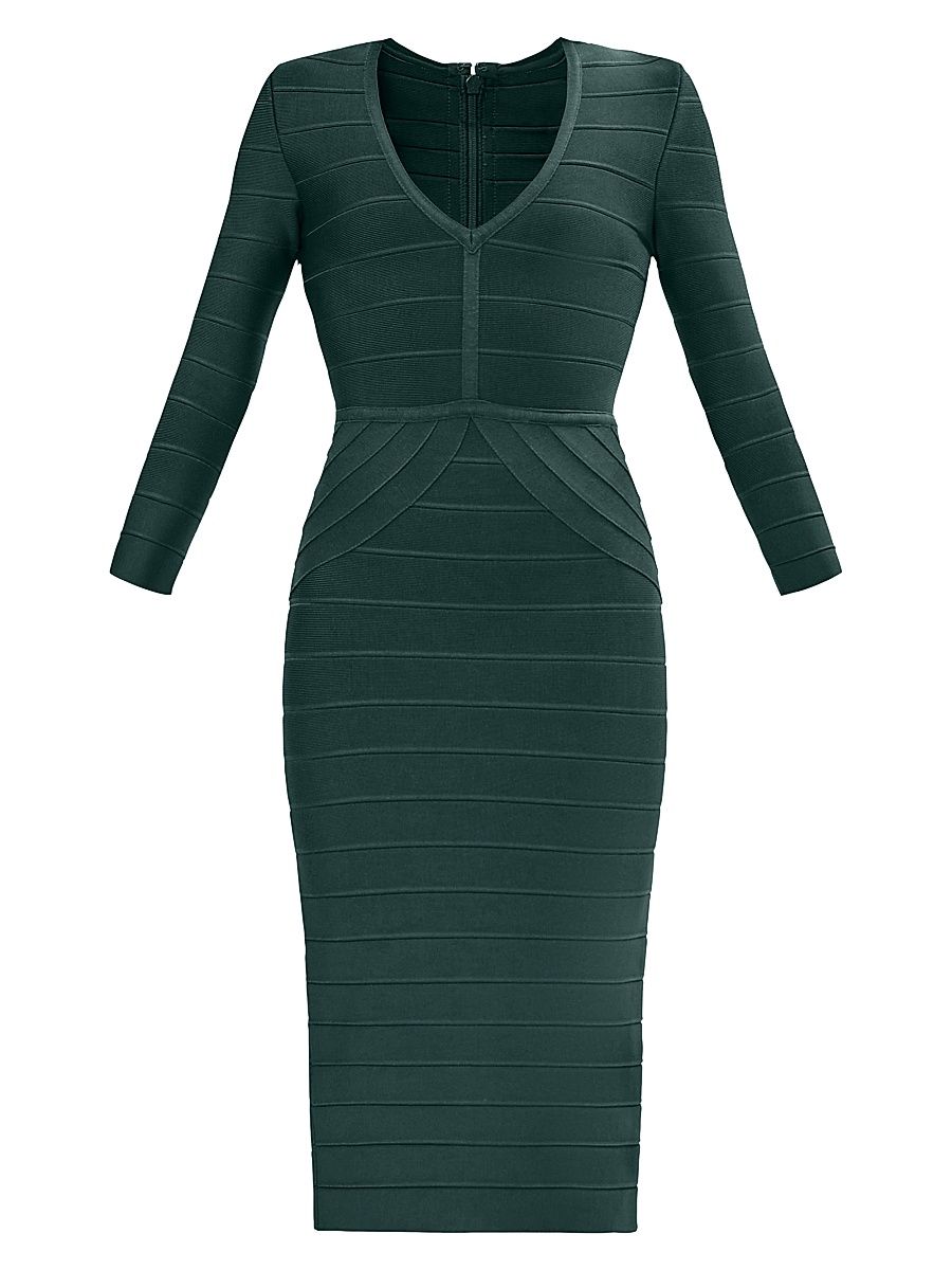 Women's The Athena Bandage V-Neck Knee-Length Dress - Viridian - Size XS