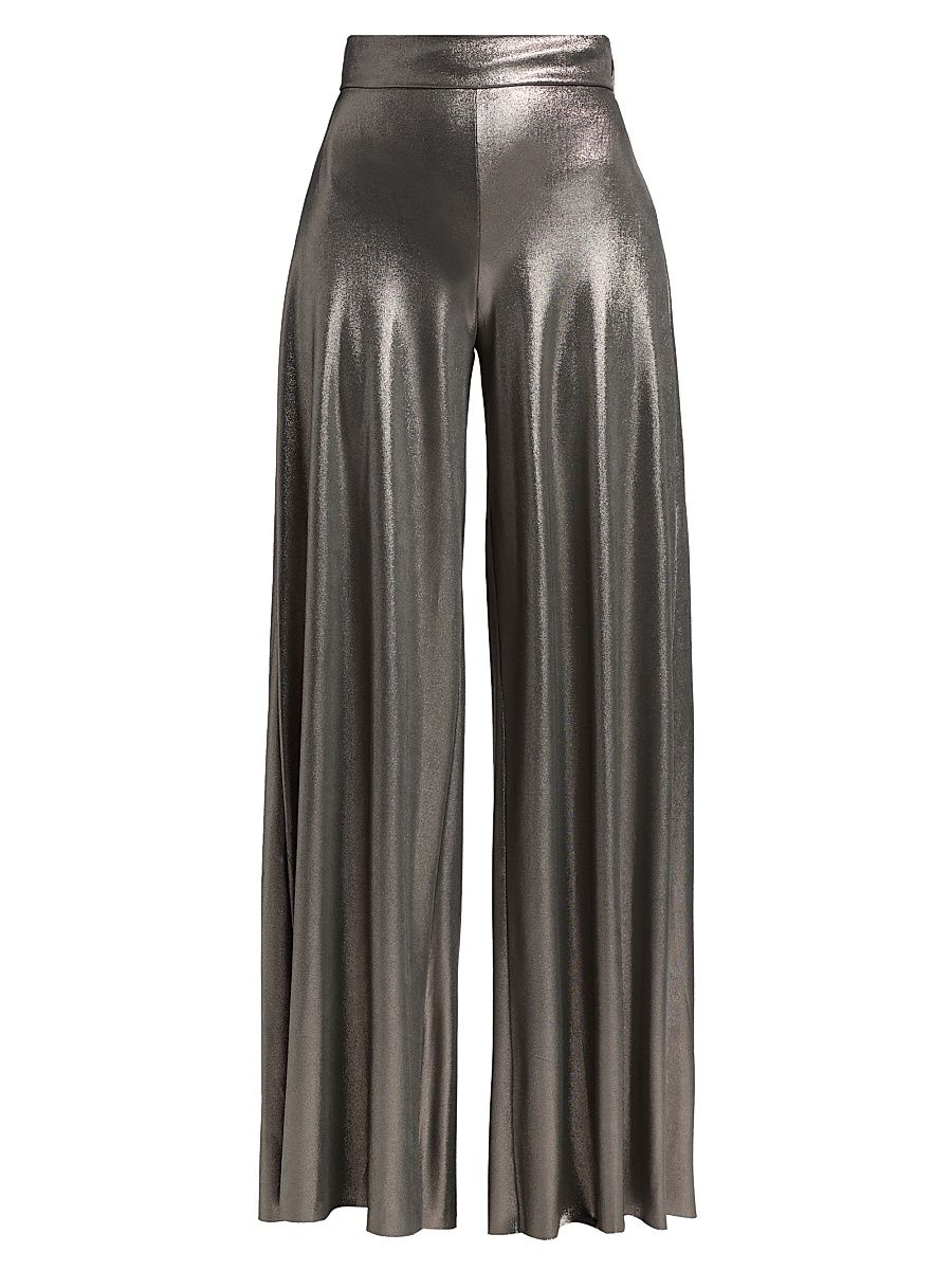 Women's Skyla Splendid Metallic Wide-Leg Pants - Planet - Size 8