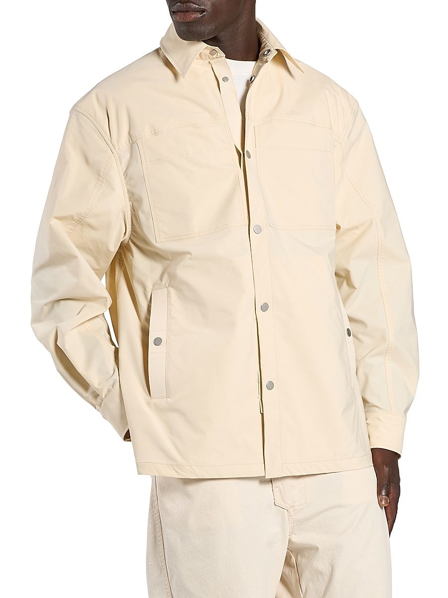 Men's Woven Snap-Front Overshirt - Ivory - Size XL