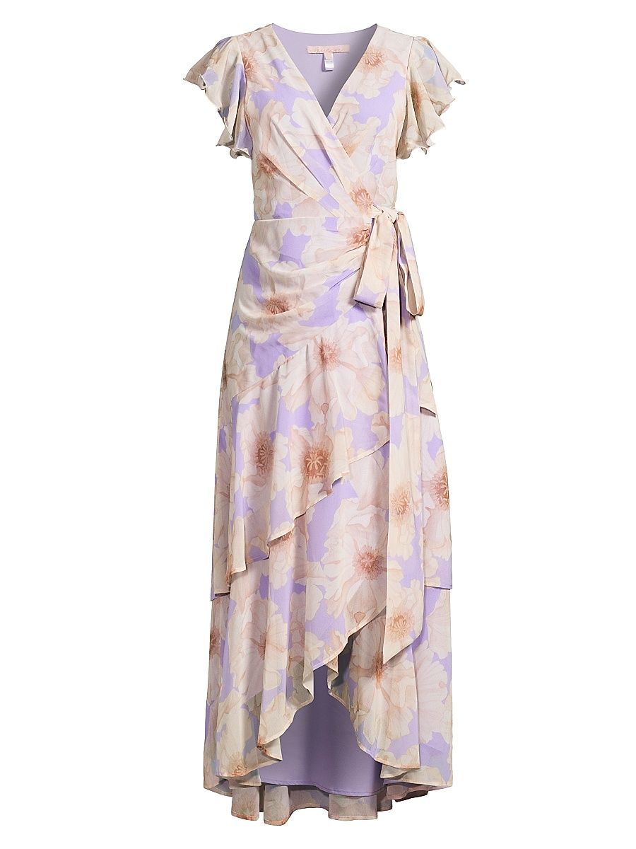 Women's Cezza Floral Wrap Dress - Lavender Romantic Floral - Size XS