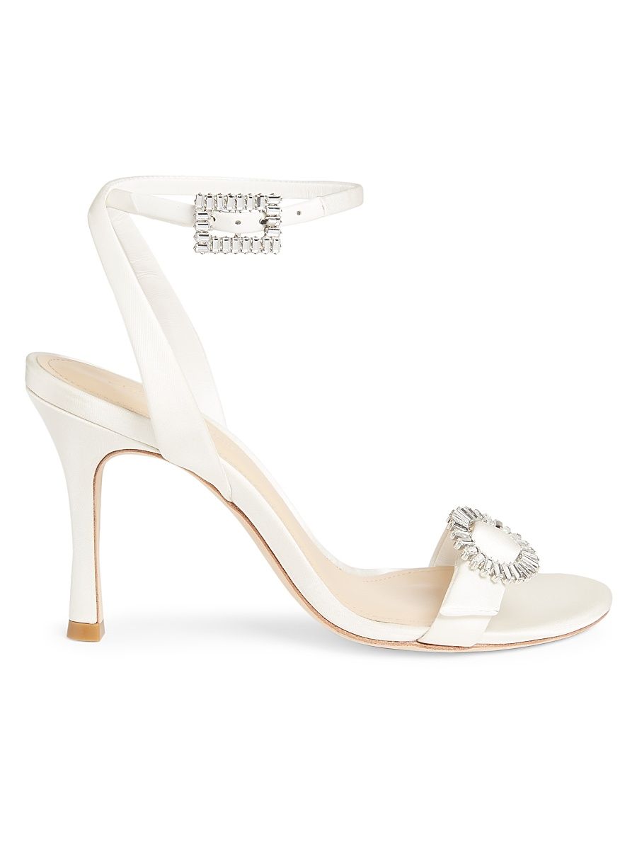 Women's Satin 90MM Sandals - White - Size 12