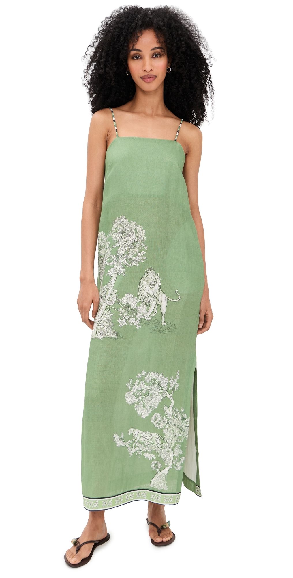 Las Sureñas Botanical Maxi Dress Green S