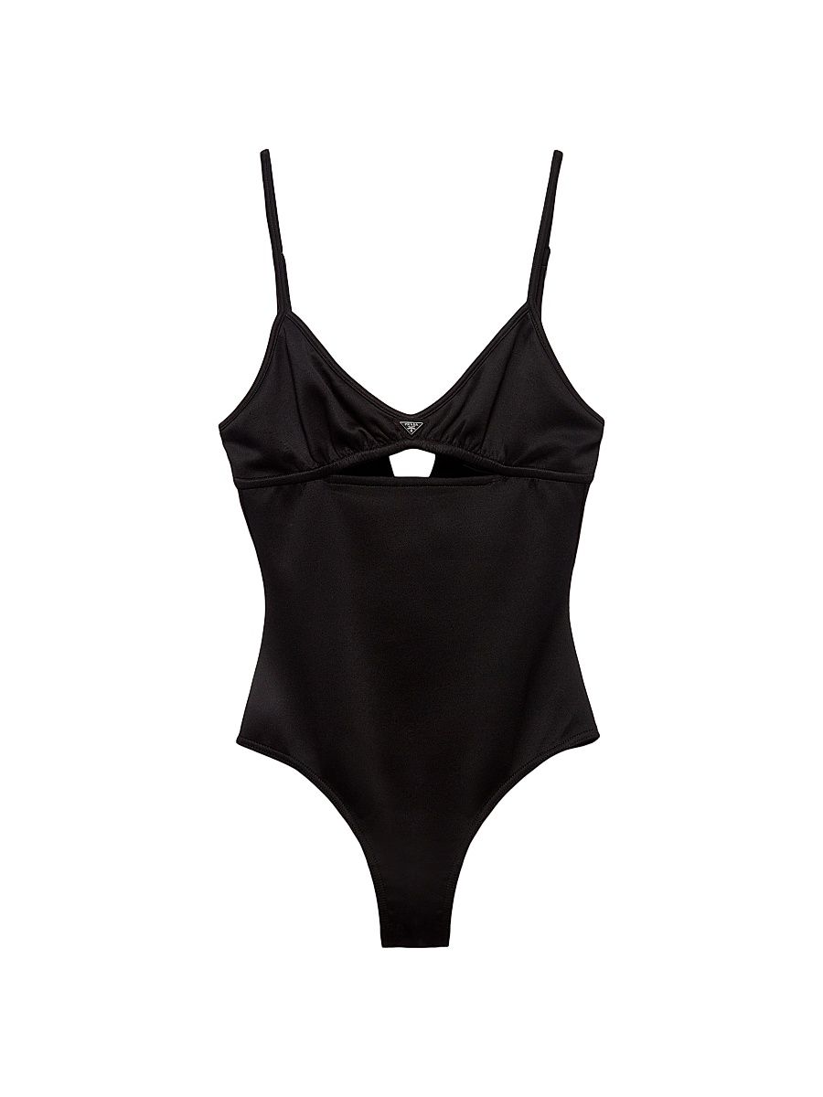Women's Interlock Fabric One-Piece Swimsuit - Black - Size XXS