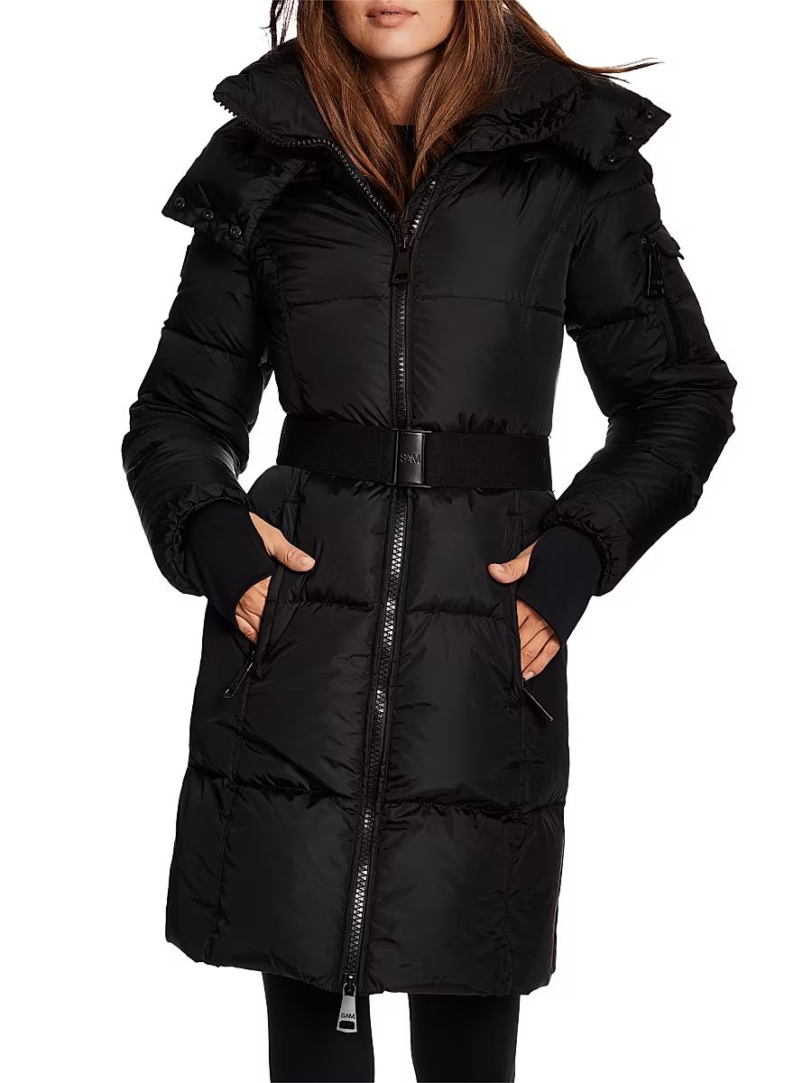 Women's Noho Belted Matte Shell Down Puffer Coat - Matte Black - Size Medium