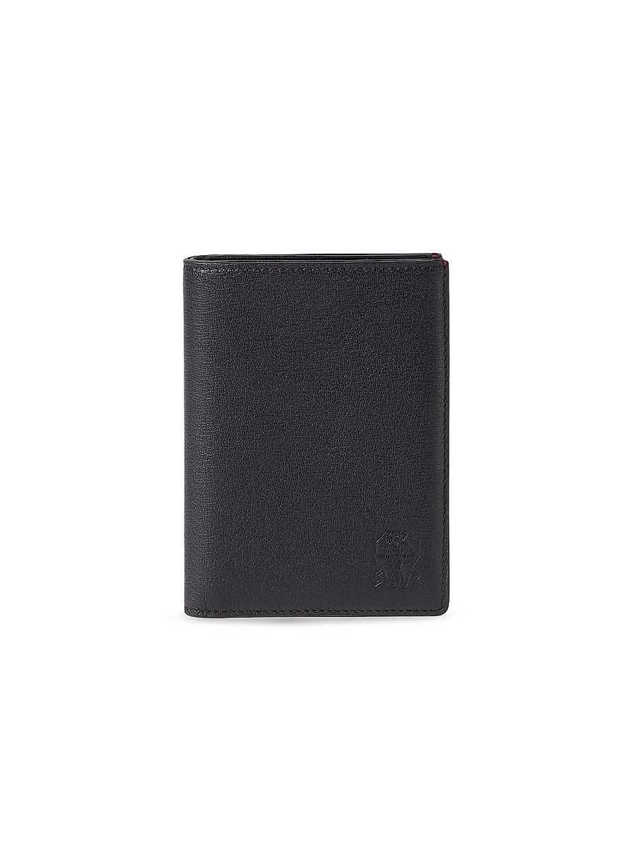 Men's Grained Leather Passport Holder - Black