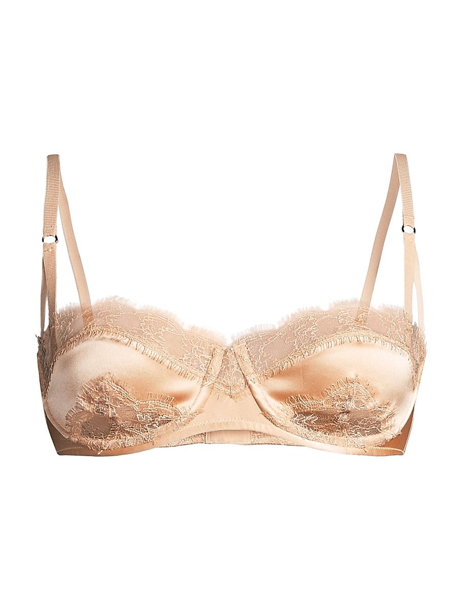 Women's Lace Inset Balconette Bra - Champagne - Size 34D