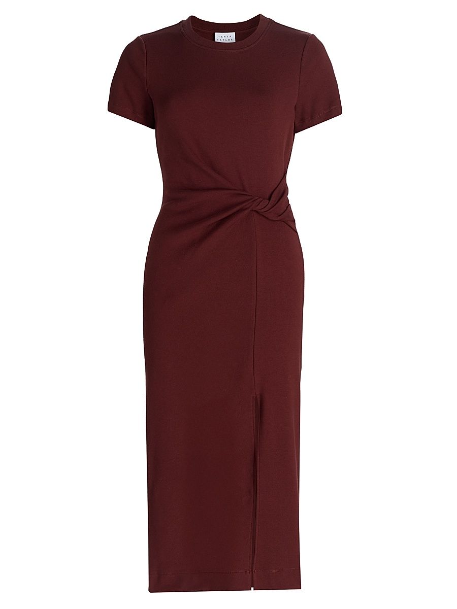Women's Cody Twisted Stretch-Cotton Midi-Dress - Raisin - Size XL