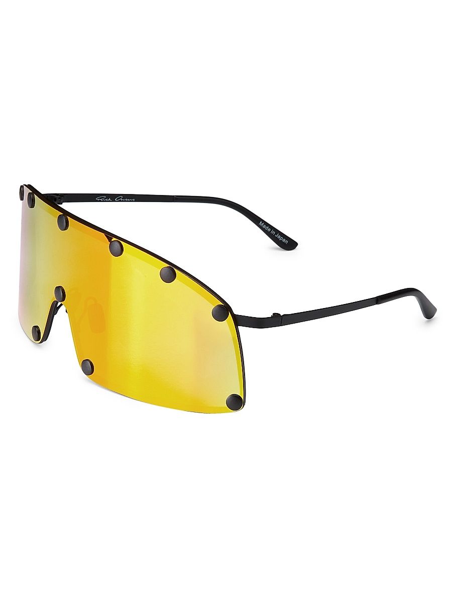 Men's Shield 80MM Rectangular Sunglasses - Black Rainbow