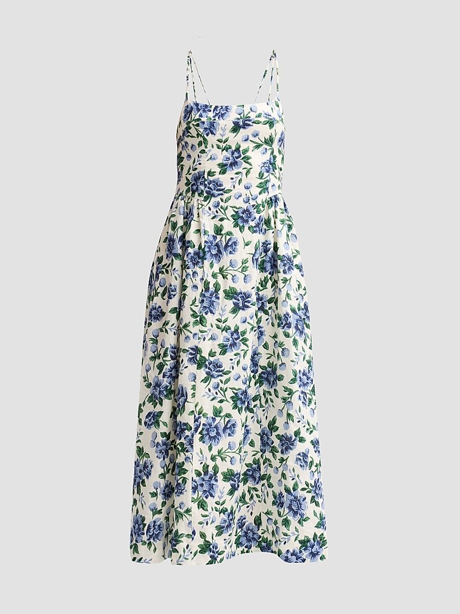 Women's Enamour Floral Linen Midi Dress - Provence - Size Large