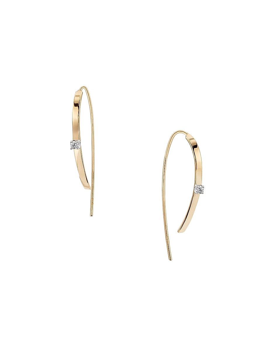 Women's 14K Yellow Gold & Diamond Bar Earrings