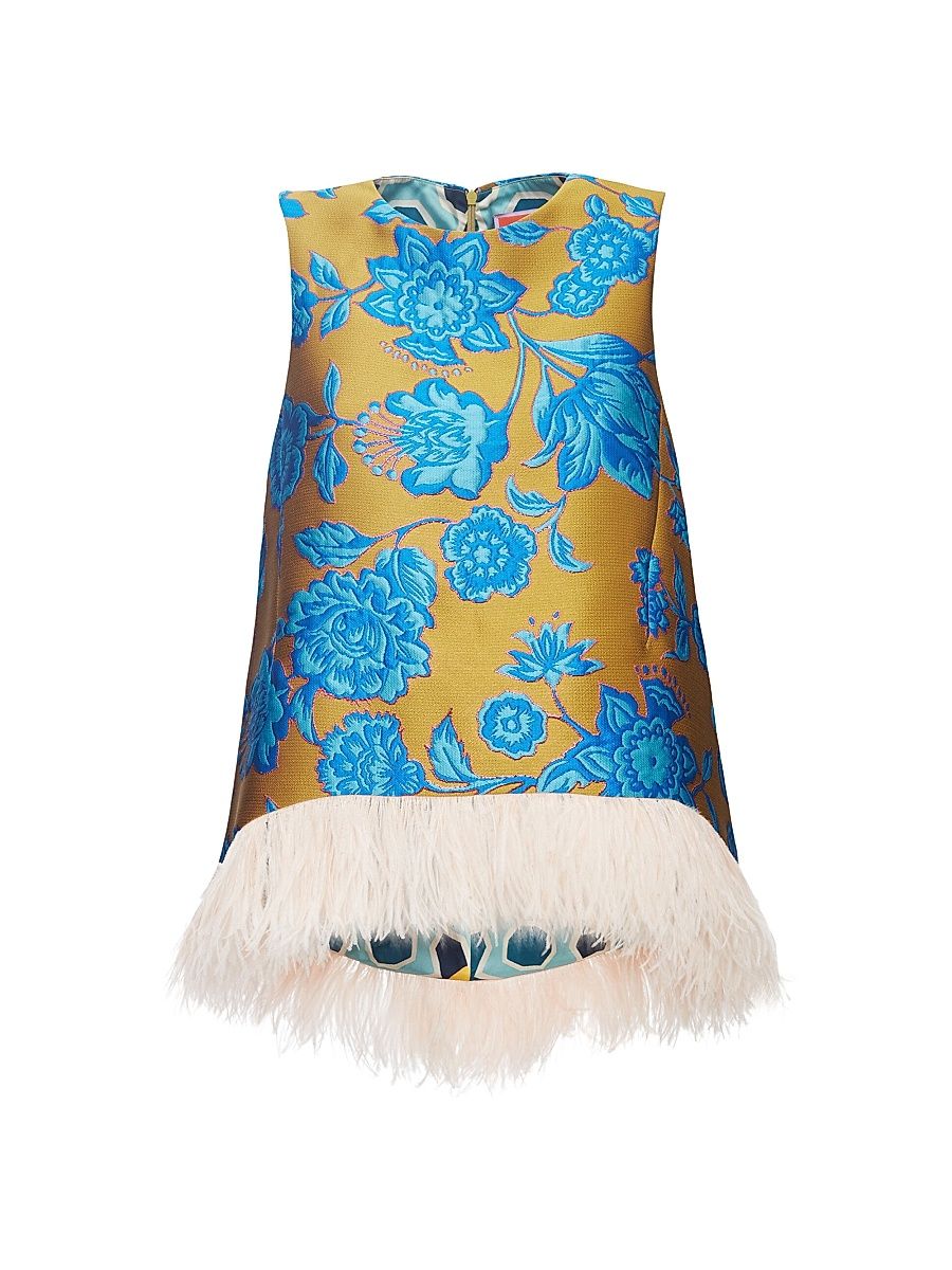Women's La Scala Top with Feathers - Hottie Jacquard Turquoise - Size XL