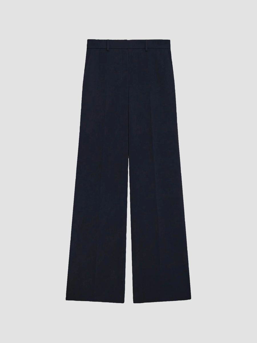Theory Women's Admiral Crepe Wide-Leg Flare Pants - Midnight Navy - Size 12