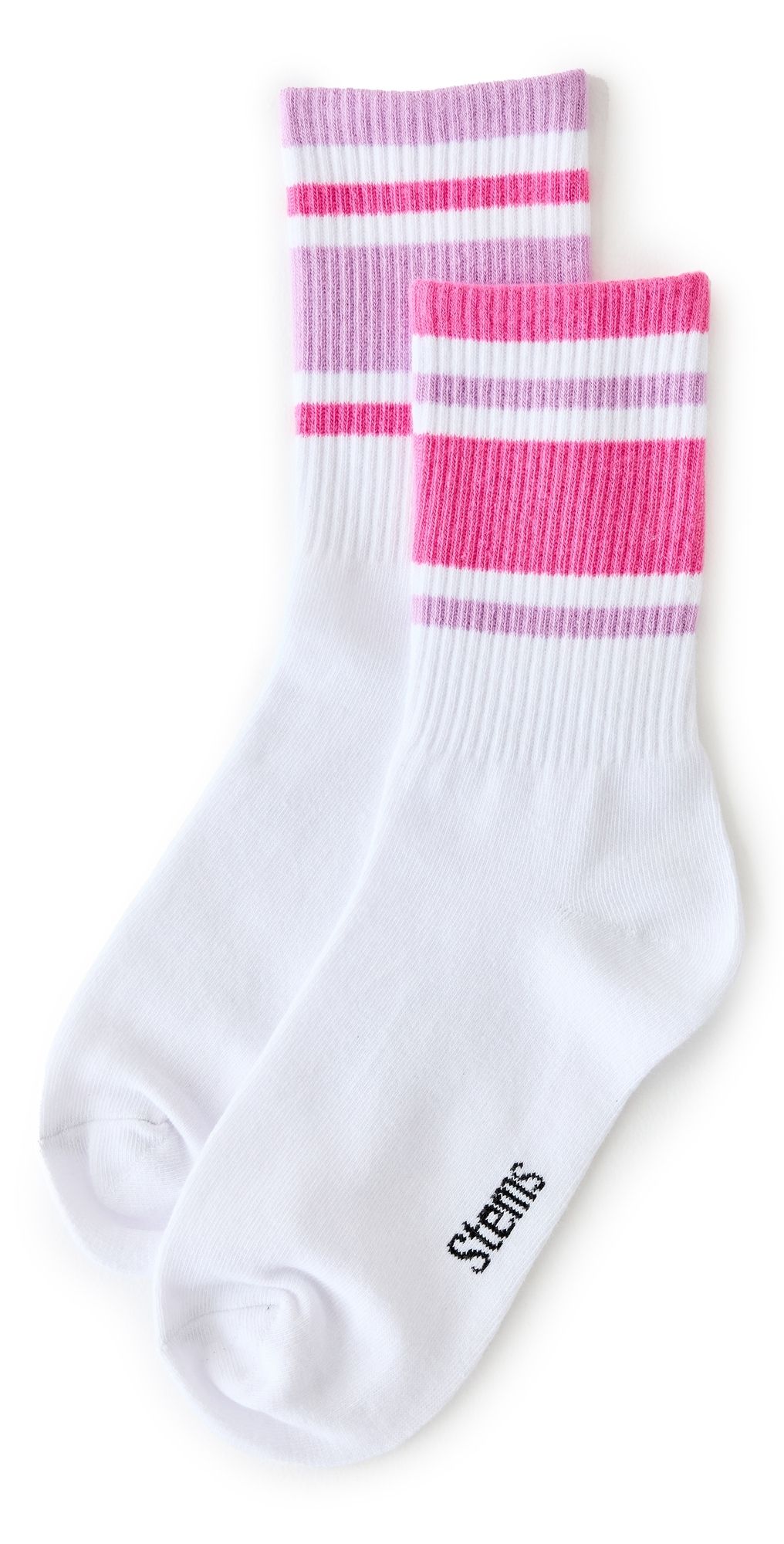 Stems Mix Matched Striped Socks Ivory/Pink/Violet One Size