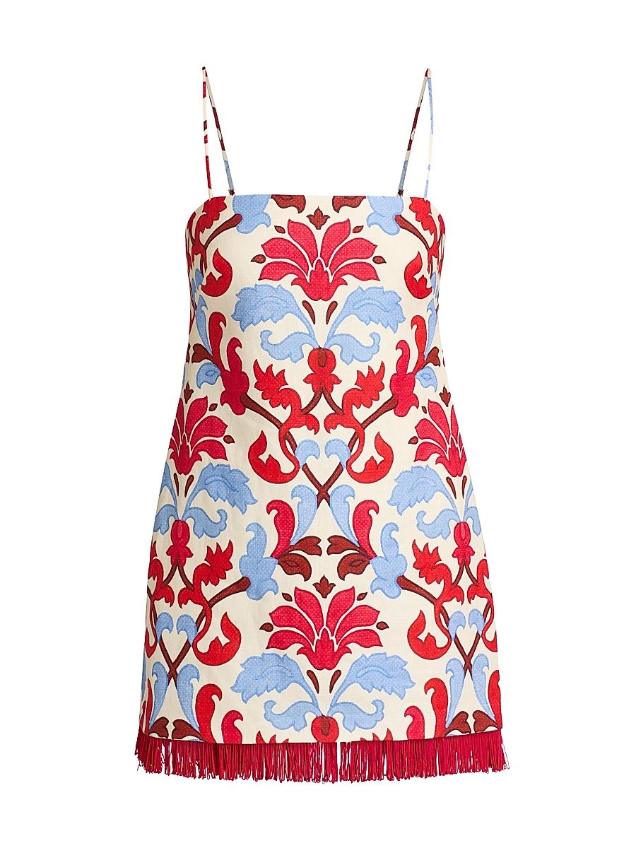 Women's Valencia Floral Cotton Poplin Shift Minidress - Fluer Crest Ivory - Size 14