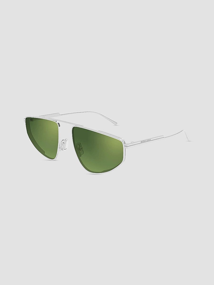 Men's Light Ribbon 59MM Geometric Sunglasses - Silver Green