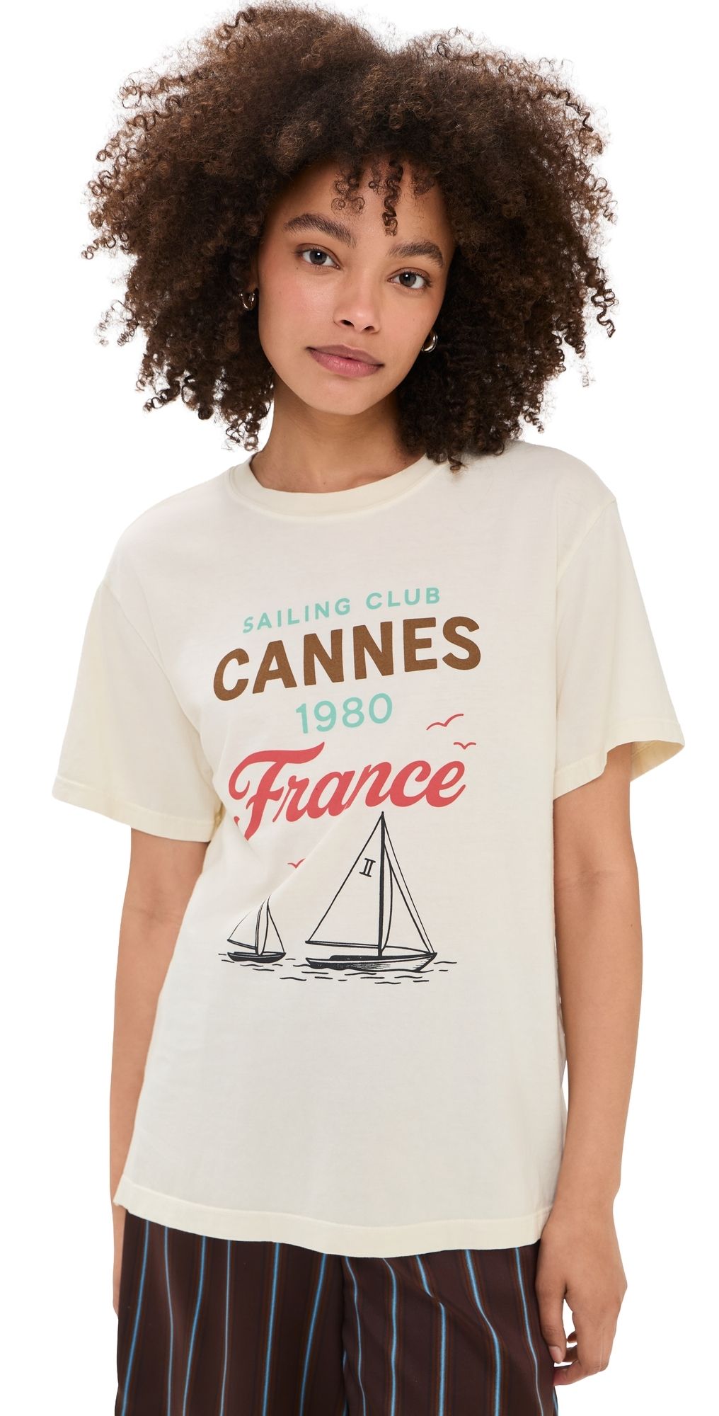 Sunny Somewhere Sailing Club Cannes Boyfriend Tee Off White XS