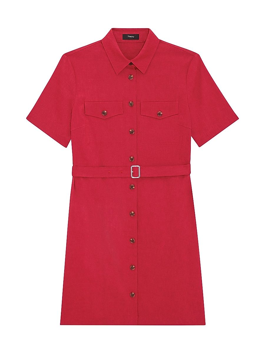 Women's Military Button-Front Minidress - Cherry - Size 10