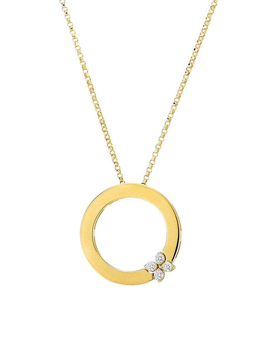 Women's Love In Verona 18K Yellow Gold & Diamond Flower Circle Of Life Pendant Necklace - Gold - Size 18