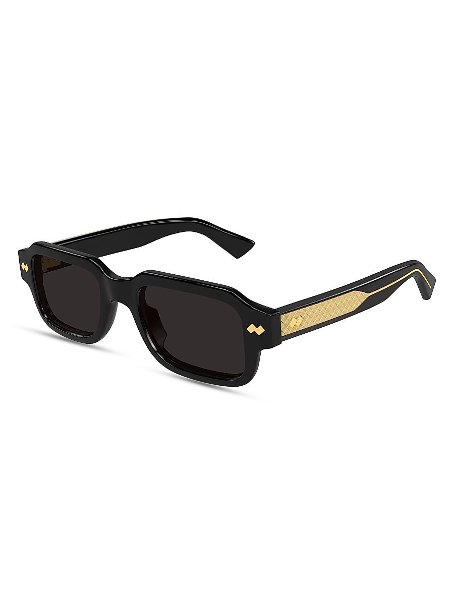 Men's Intrecciato Wirecore 50MM Rectangular Sunglasses - Black
