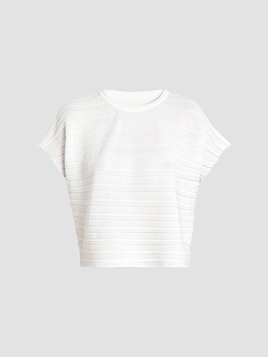 Women's Step Knit Cotton-Blend Top - Off White