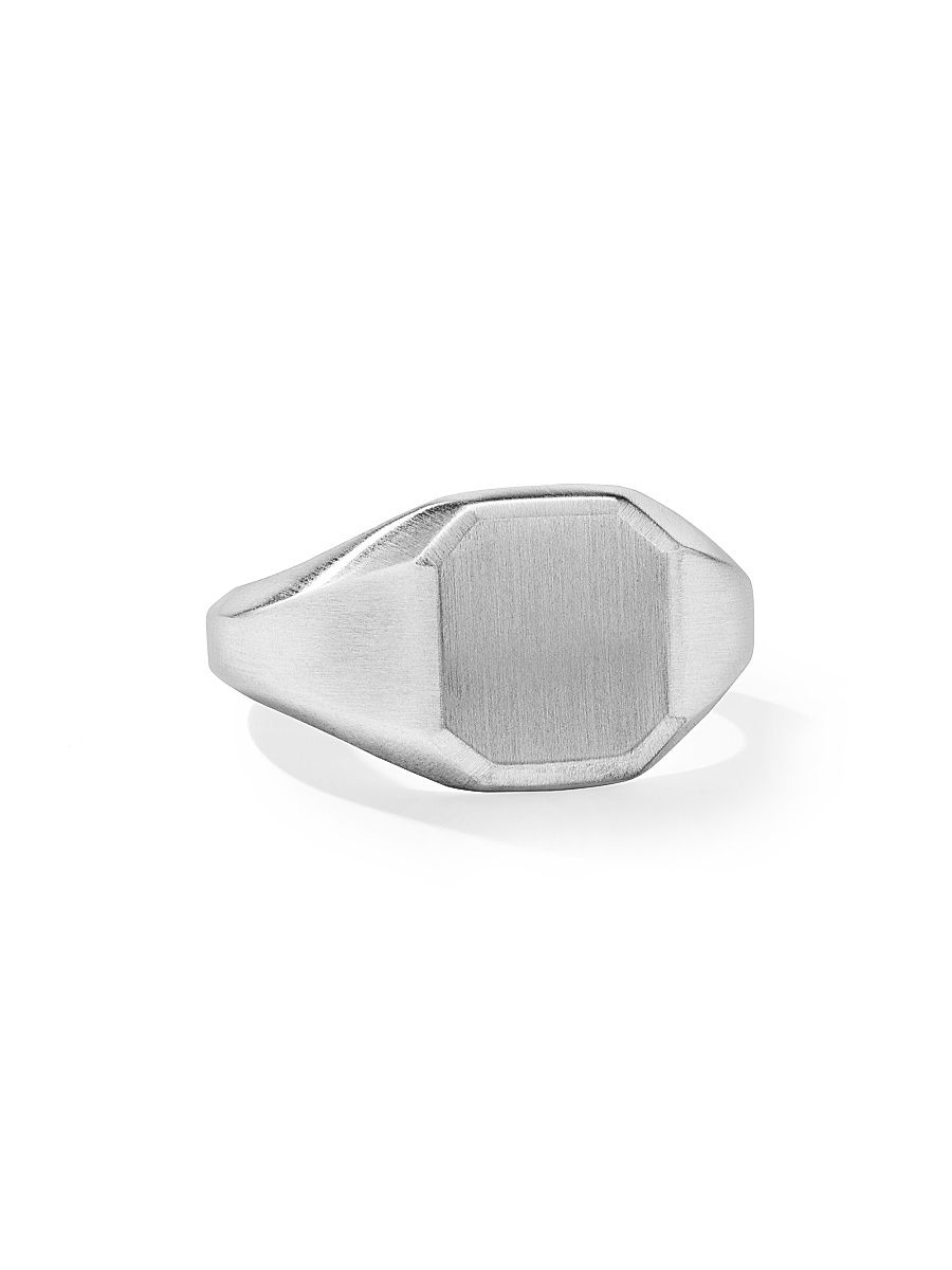 Men's Streamline Signet Ring in Sterling Silver, 14mm - Silver - Size 10.5